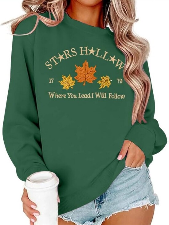 Sweaters - Gilmore Girls Stars Hollow Green Embroidered Graphic Sweatshirt Size Medium NWOT